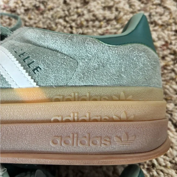 Adidas Gazelle Platform Sneakers in Sage Green and White - Picture 4 of 7